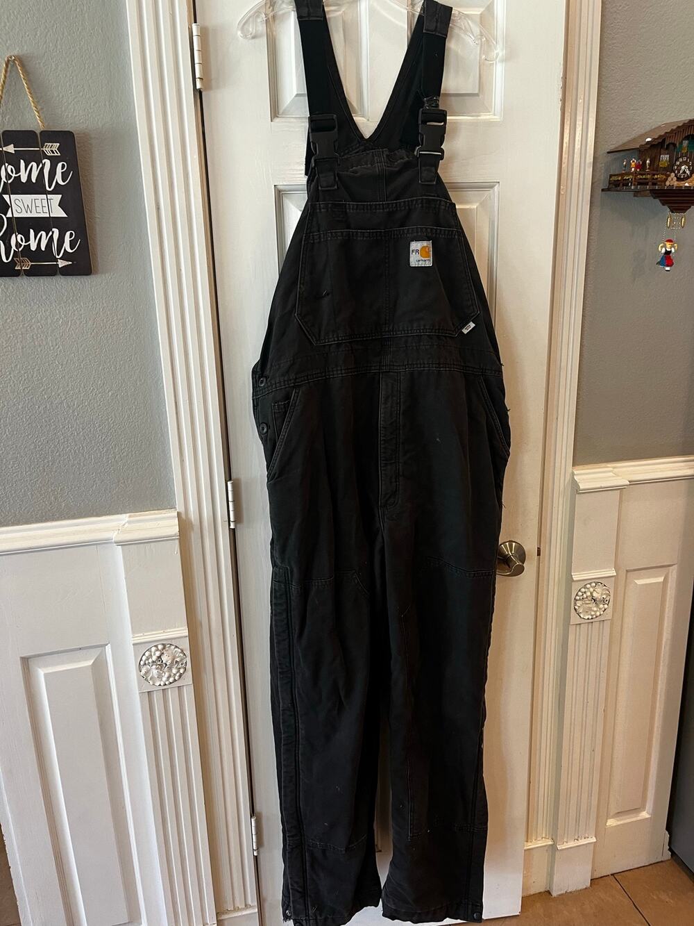 Carhartt FR Double Knee Overall Bib Black 101633 Flame Resistant Duck Large Tall